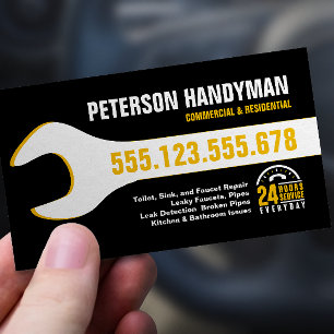 CARTE DE VISITE HANDYMAN PLUMBING 24 HOUR EMERGENCY WRENCH TOOL