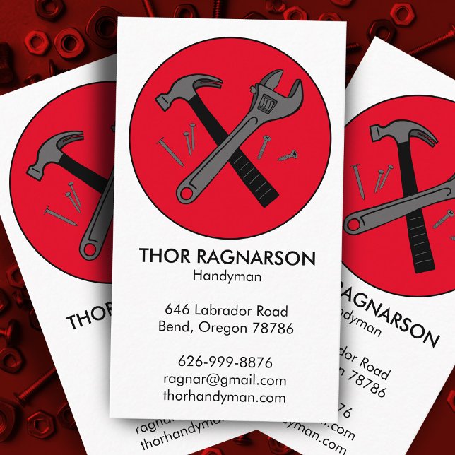 Carte De Visite Handyman Réparation Construction Cool de marteau (Handyman Repair Construction Wrench Hammer Cool Business Card
)