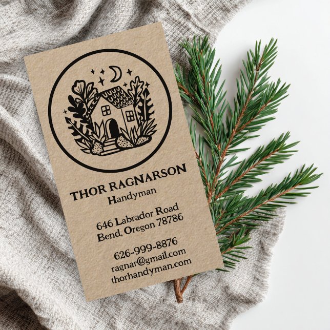 Carte De Visite Handyman Réparation Construction Landscaping KRAFT (Handyman Repair Construction Landscaper KRAFT Business Card
)