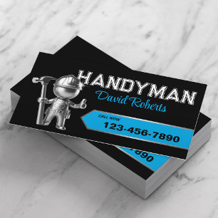 Carte De Visite Handyman Service de réparation et d'entretien noir