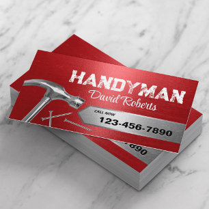 Carte De Visite Handyman Service de réparation et d'entretien Red 