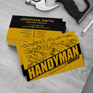 Carte De Visite Handyman services outils jaunes grunge