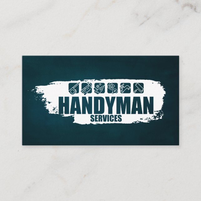 Carte De Visite Handyman services peinture blanche et icônes (Devant)