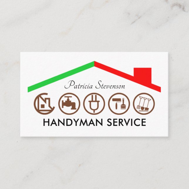 Carte De Visite Handyman Tools Building Roof (Devant)
