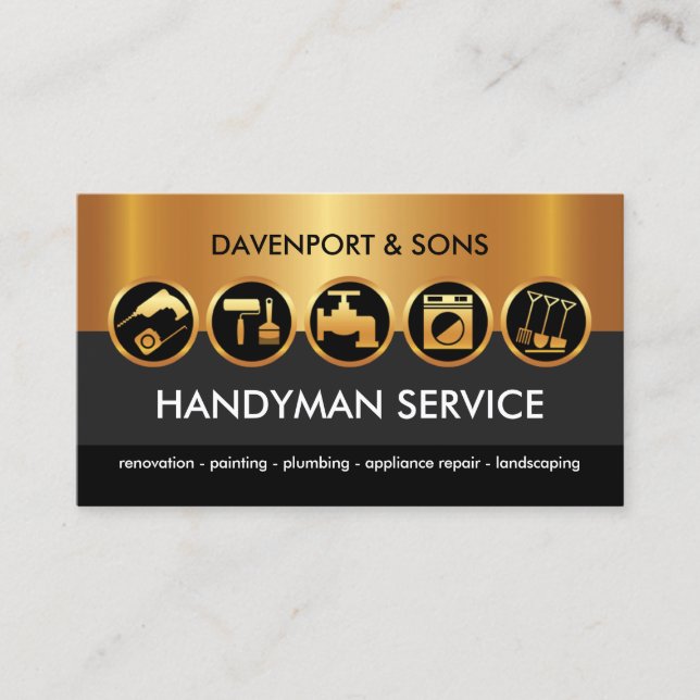 Carte De Visite Handyman Tools Gold Black Layers (Devant)