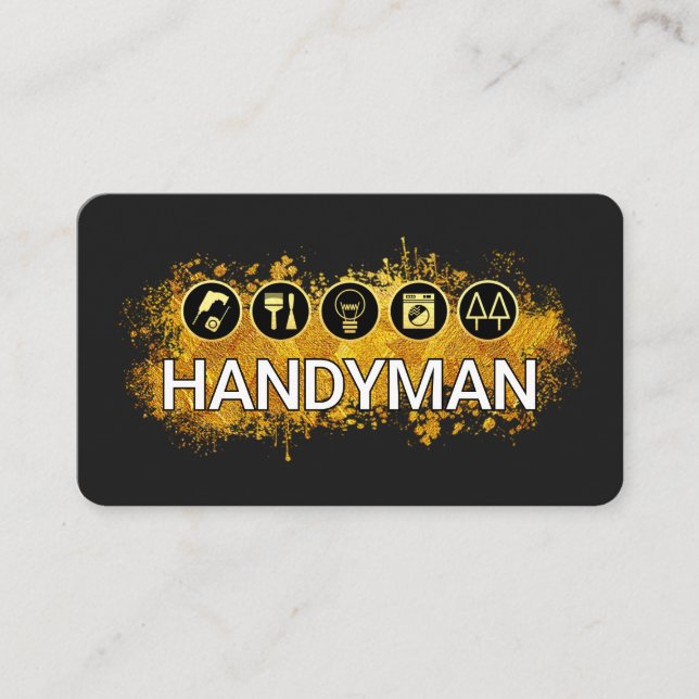 Carte De Visite Handyman Tools Gold Paint Splatter (Devant)