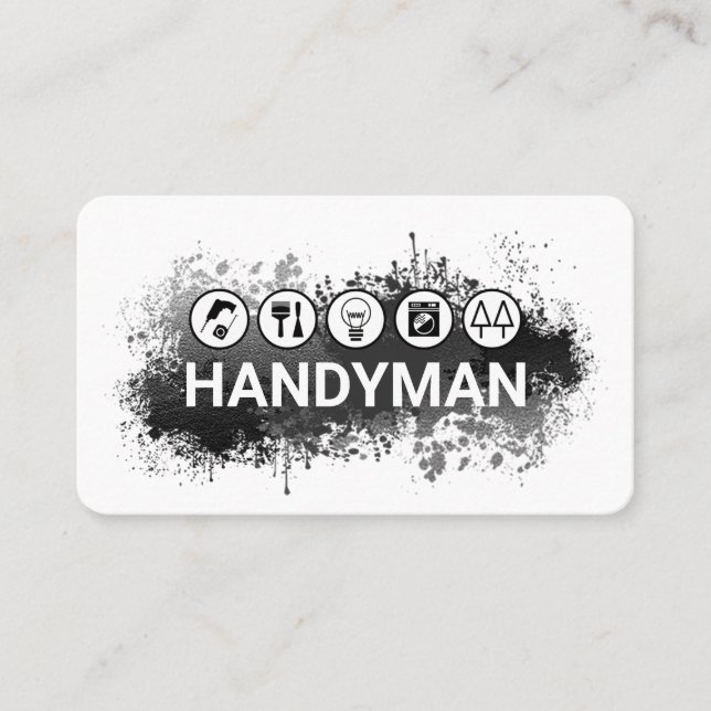 Carte De Visite Handyman Tools In Paint Splatter (Devant)