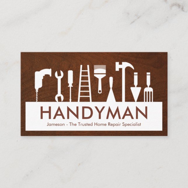 Carte De Visite Handyman Tools Silhouette Placard (Devant)