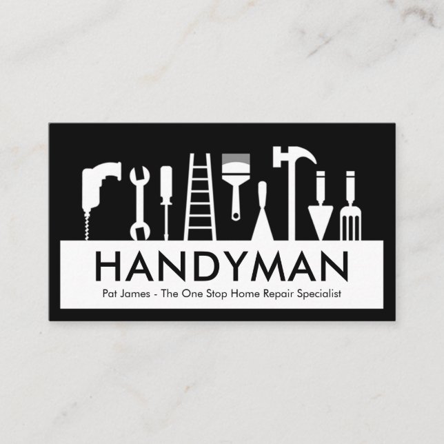 Carte De Visite Handyman Tools Silhouette Placard (Devant)