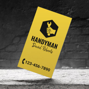 Carte De Visite Handyman Wrench Logo Gold Repair Service