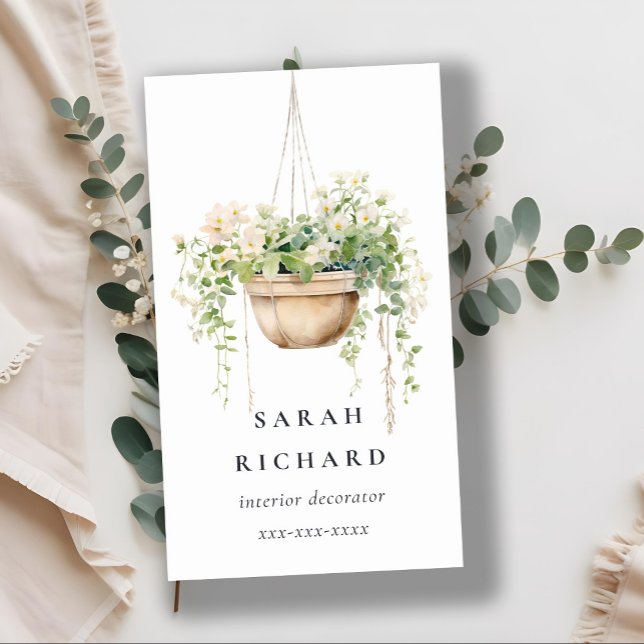 Carte De Visite Hanging Floral House Plante Aquarelle Botanique (Créateur téléchargé)