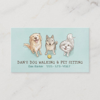 Carte De Visite Happy Dogs Pet Sitter Dog Walker Cute Drawings