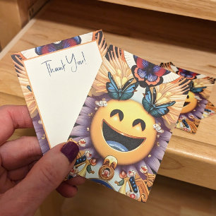 Carte De Visite Happy Emoji Butterfly Hippie Produit Insertion Mer
