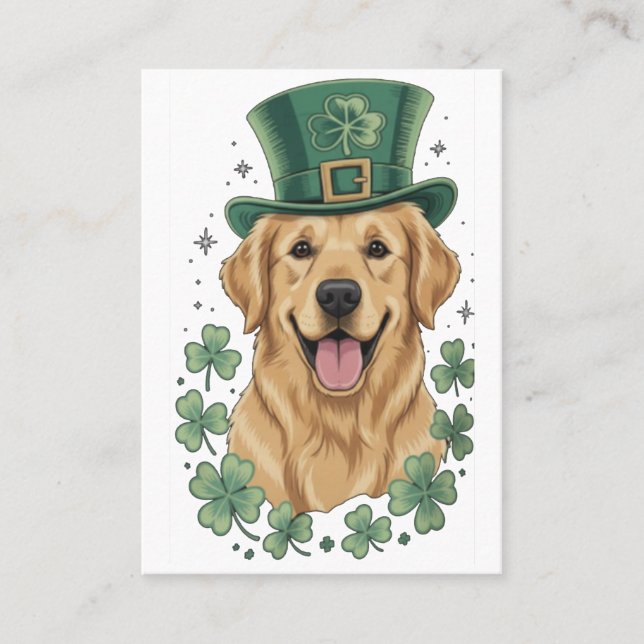 Carte De Visite Happy Golden Retriever St. Patrick's Day  (Devant)