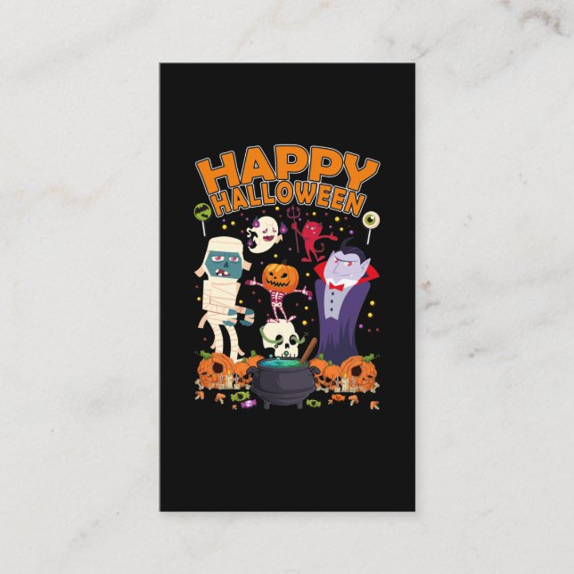 Carte De Visite Happy Halloween Vampire Skeleton Citrouille Ghost (Devant)