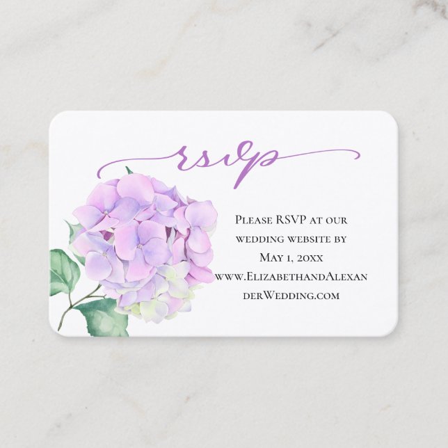 Carte De Visite Happy Hygrangea site Mariage RSVP (Devant)