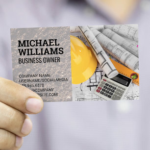 Carte De Visite Hardhat Blueprints   Architecte de construction