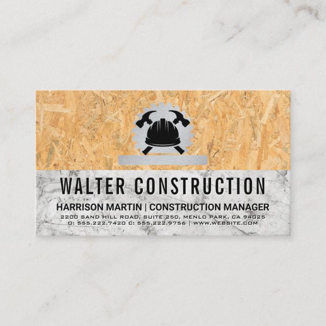 Carte De Visite Hardhat Hammer | Marbre | Bois pressé (Devant)