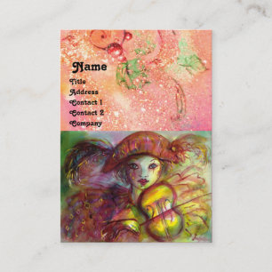 Carte De Visite HARLEQUIN, rose rouge jaune vert vert mousseux