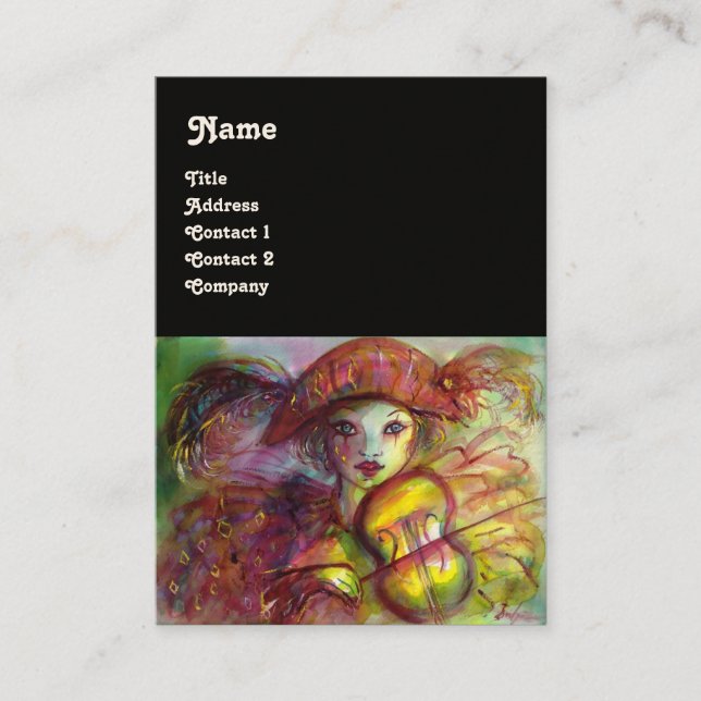 Carte De Visite HARLEQUIN, rose rouge jaune vert vert noir mousseu (Devant)