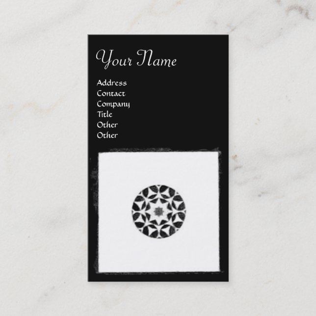 Carte De Visite HARMONIE DE RENAISSANCE Noir Blanc Géométrique Flo (Devant)