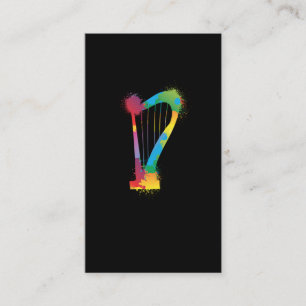 Carte De Visite Harpe colorée Musique rétro Lover Harpist