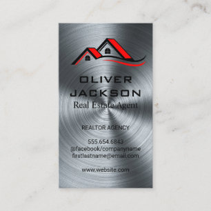 Carte De Visite Haut du toit de la maison   Arrière - plan métalli