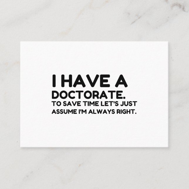 CARTE DE VISITE HAVE A DOCTORATE IN SAVING TIME (Devant)