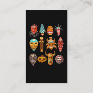 Carte De Visite Hawaïen Tiki Masques Totems Hawaii