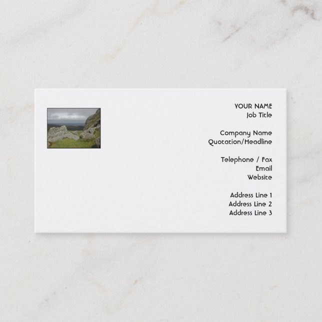 Carte De Visite Haytor. Roches en Devon Angleterre. Sur le blanc (Devant)