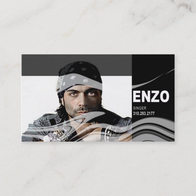 Carte De Visite Headshot de chanteur pour le musicien de chanteur (Devant)