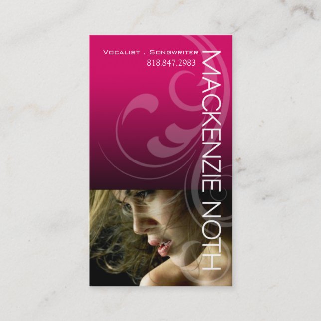 Carte De Visite Headshot pour le chanteur de compositeur de (Devant)