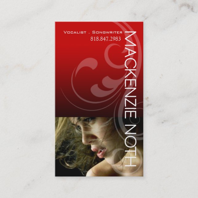 Carte De Visite Headshot pour le chanteur de compositeur de (Devant)