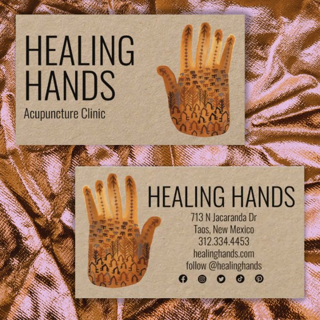 Carte De Visite Healing Hors-Mains Boho Social Media Icônes (Créateur téléchargé)