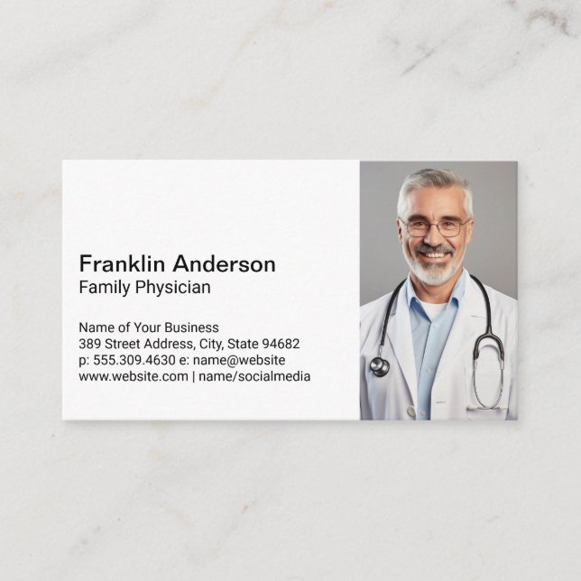 Carte De Visite Health Care Worker | Medical Doctor Smiling (Devant)