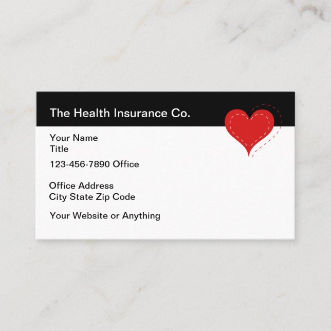 Carte De Visite Health Insurance Agent Heart Graphic Business Card (Devant)
