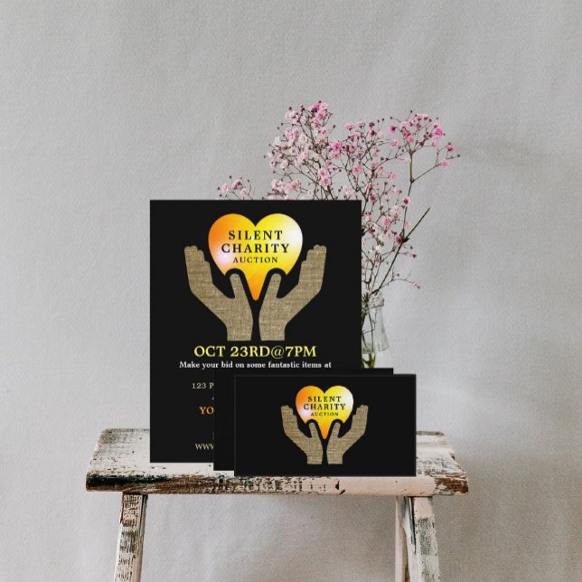 Carte De Visite Heart in Hands, Silent Charity Auction Event (Créateur téléchargé)