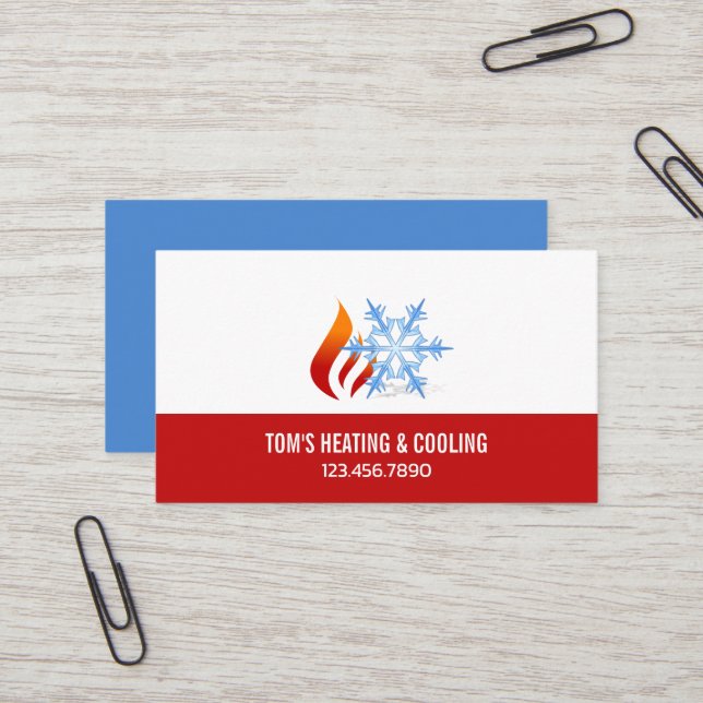 Carte De Visite Heating & Cooling ,Air Conditioning HVAC  Business (Devant/Arrière en situation)