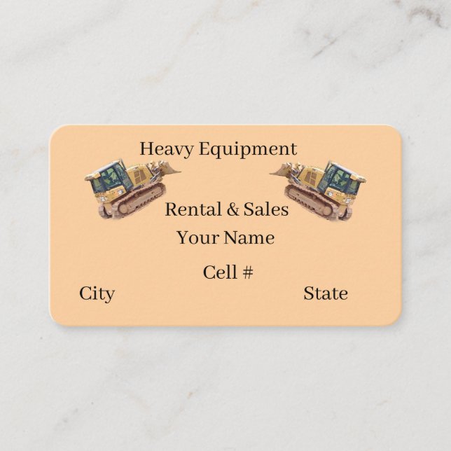 Carte De Visite Heavy Equipment  Business Card (Devant)