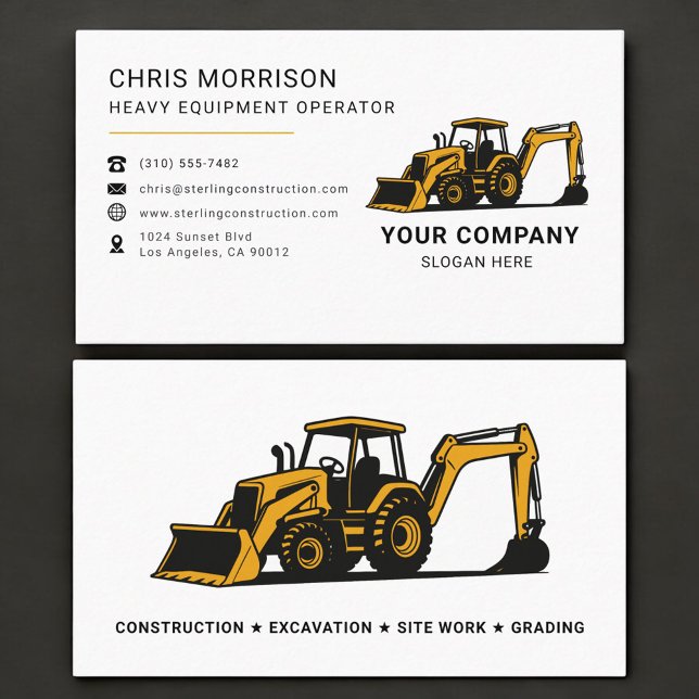 Carte De Visite Heavy Equipment Operator Professional (Créateur téléchargé)