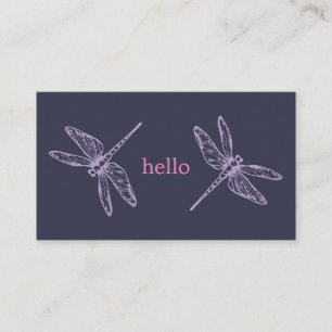 Carte De Visite Hello blue purple dragonflies insects illustration