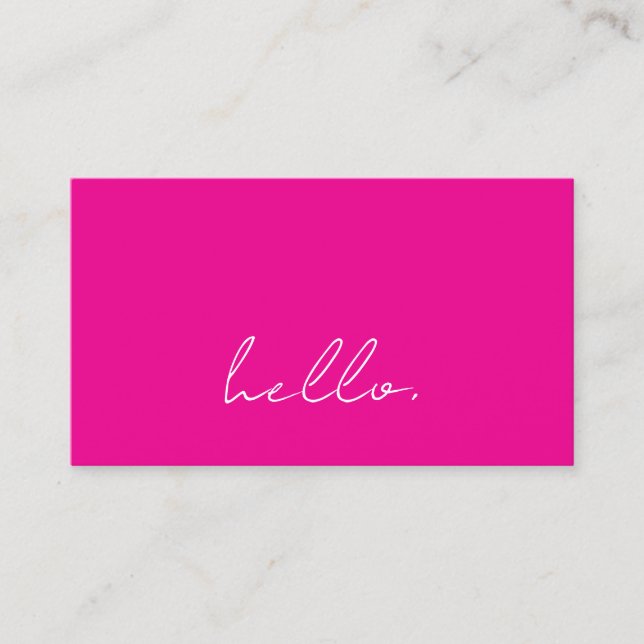 Carte De Visite Hello Hot rose blanc Typographie de script moderne (Devant)