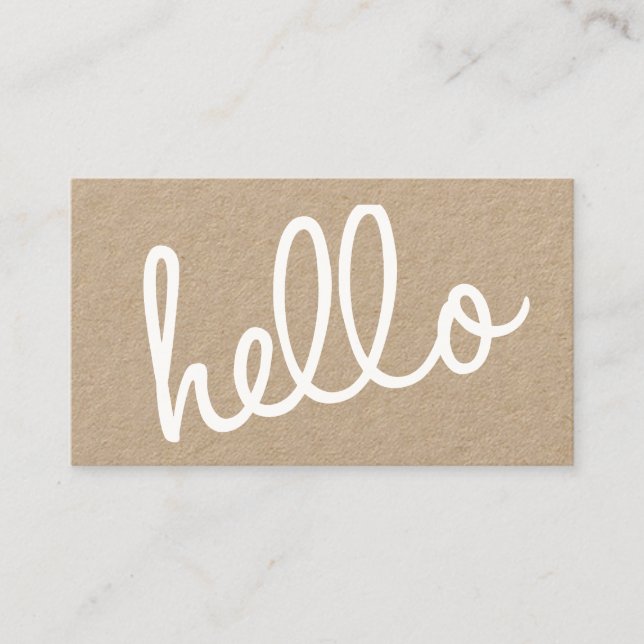 Carte De Visite Hello Modern Professional Script papier Kraft (Devant)