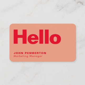 Carte De Visite Hello Retro Moderne Rouge et rose élégant tendance