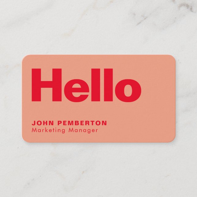 Carte De Visite Hello Retro Moderne Rouge et rose élégant tendance (Devant)