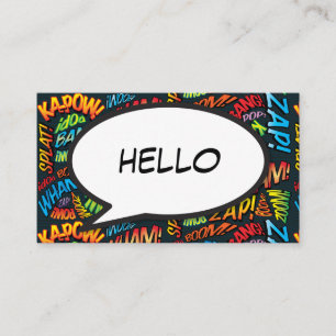 Carte De Visite HELLO Speech Bubble Fun Retro Combook