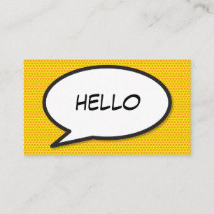 Carte De Visite HELLO Speech Bubble Fun Retro Combook