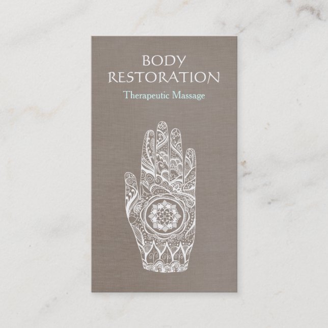 Carte De Visite Henné de guérisseur spirituel Lotus Tattoo main 3 (Devant)