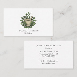 Carte De Visite Herbalist Illustrated Mortar Pestle Herbes
