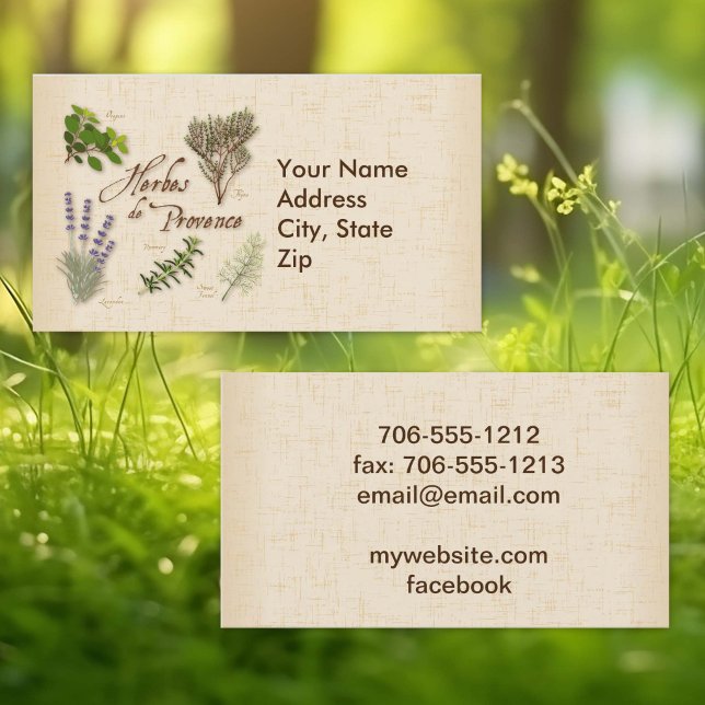 Carte de visite Herbes de Provence (Herbes de Provence Business Card. Personalize with your custom text. )